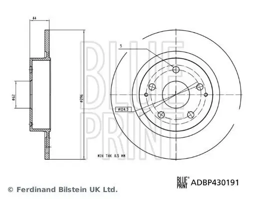 Bremsscheibe Hinterachse BLUE PRINT ADBP430191