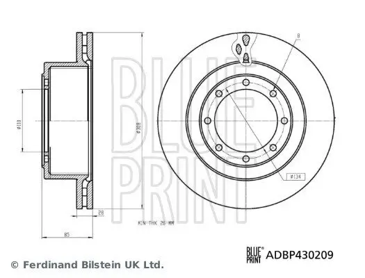 Bremsscheibe Hinterachse links Hinterachse rechts BLUE PRINT ADBP430209 Bild Bremsscheibe Hinterachse links Hinterachse rechts BLUE PRINT ADBP430209