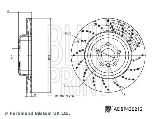 Bremsscheibe Hinterachse rechts BLUE PRINT ADBP430212