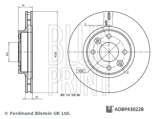 Bremsscheibe Vorderachse BLUE PRINT ADBP430228 Bild Bremsscheibe Vorderachse BLUE PRINT ADBP430228