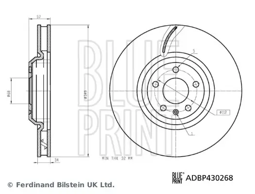 Bremsscheibe Vorderachse BLUE PRINT ADBP430268
