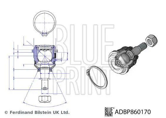 Trag-/Führungsgelenk unten Vorderachse links Vorderachse rechts BLUE PRINT ADBP860170