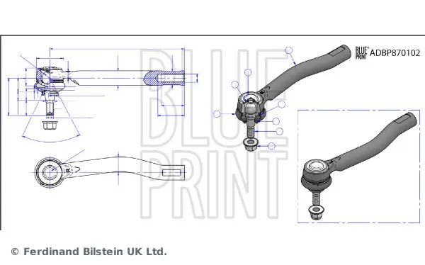 Spurstangenkopf Vorderachse links BLUE PRINT ADBP870102
