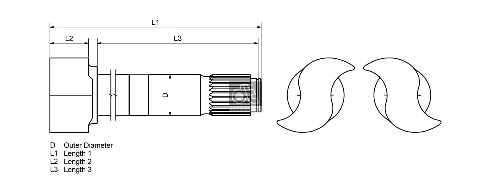 Bremswelle, Trommelbremse DT Spare Parts 4.65039 Bild Bremswelle, Trommelbremse DT Spare Parts 4.65039