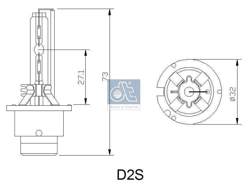 Glühlampe, Hauptscheinwerfer 85 V 35 W D2S (Gasentladungslampe) DT Spare Parts 1.21595