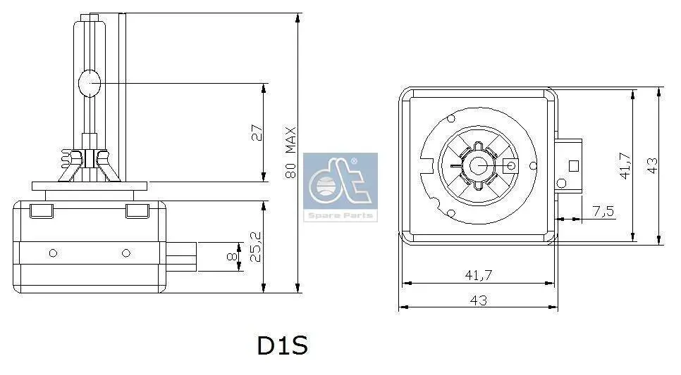 Glühlampe, Hauptscheinwerfer 85 V 35 W D1S (Gasentladungslampe) DT Spare Parts 3.32943