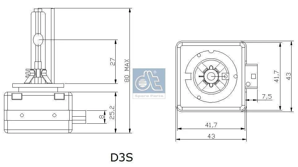 Glühlampe, Hauptscheinwerfer 42 V 35 W D3S (Gasentladungslampe) DT Spare Parts 4.66604