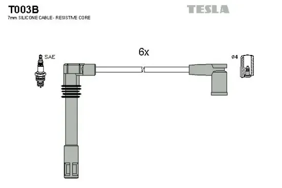 Zündleitungssatz TESLA T003B Bild Zündleitungssatz TESLA T003B