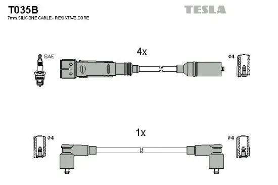 Zündleitungssatz TESLA T035B Bild Zündleitungssatz TESLA T035B