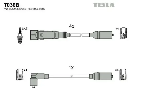 Zündleitungssatz TESLA T036B Bild Zündleitungssatz TESLA T036B