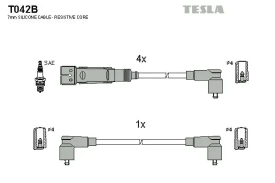 Zündleitungssatz TESLA T042B Bild Zündleitungssatz TESLA T042B