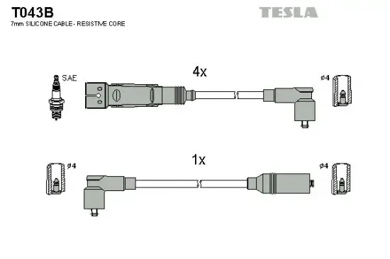 Zündleitungssatz TESLA T043B Bild Zündleitungssatz TESLA T043B