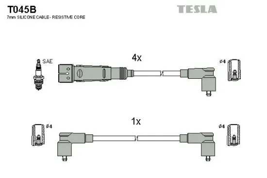 Zündleitungssatz TESLA T045B Bild Zündleitungssatz TESLA T045B