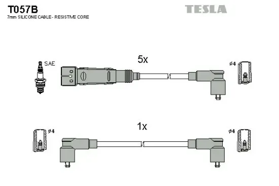 Zündleitungssatz TESLA T057B Bild Zündleitungssatz TESLA T057B