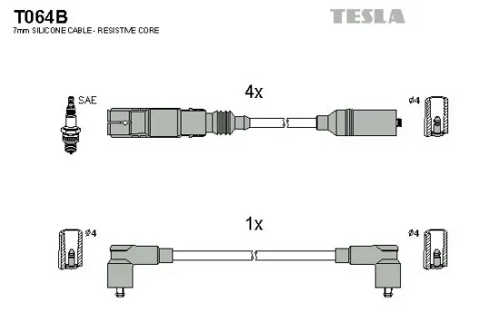 Zündleitungssatz TESLA T064B Bild Zündleitungssatz TESLA T064B