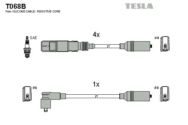 Zündleitungssatz TESLA T068B Bild Zündleitungssatz TESLA T068B