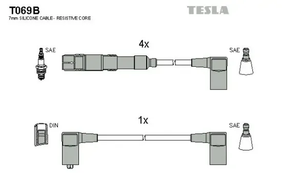 Zündleitungssatz TESLA T069B Bild Zündleitungssatz TESLA T069B