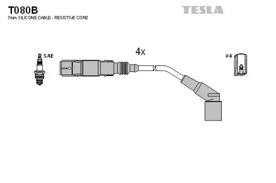 Zündleitungssatz TESLA T080B Bild Zündleitungssatz TESLA T080B