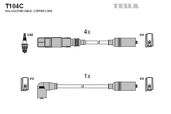 Zündleitungssatz TESLA T104C