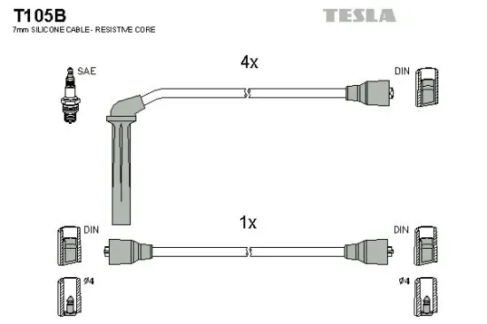 Zündleitungssatz TESLA T105B Bild Zündleitungssatz TESLA T105B