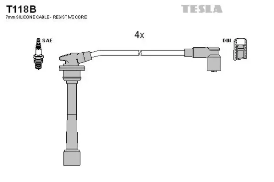 Zündleitungssatz TESLA T118B Bild Zündleitungssatz TESLA T118B