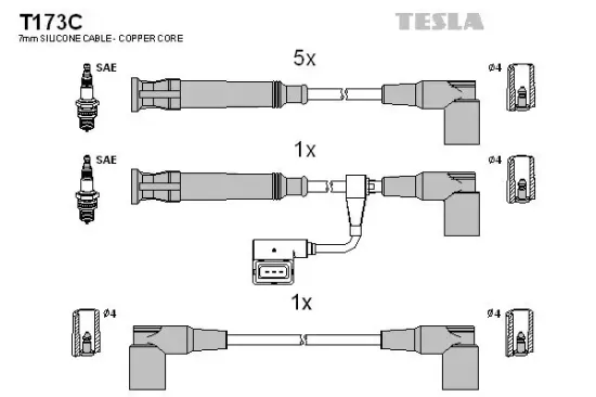 Zündleitungssatz TESLA T173C Bild Zündleitungssatz TESLA T173C