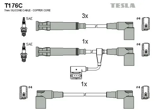 Zündleitungssatz TESLA T176C Bild Zündleitungssatz TESLA T176C