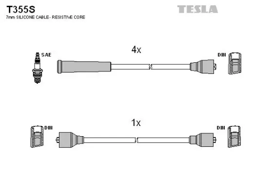 Zündleitungssatz TESLA T355S Bild Zündleitungssatz TESLA T355S