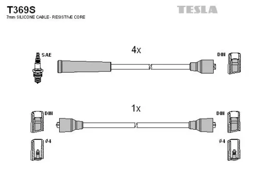 Zündleitungssatz TESLA T369S Bild Zündleitungssatz TESLA T369S