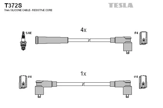 Zündleitungssatz TESLA T372S Bild Zündleitungssatz TESLA T372S