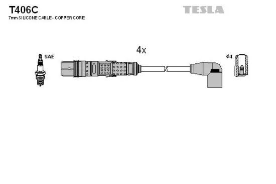 Zündleitungssatz TESLA T406C Bild Zündleitungssatz TESLA T406C