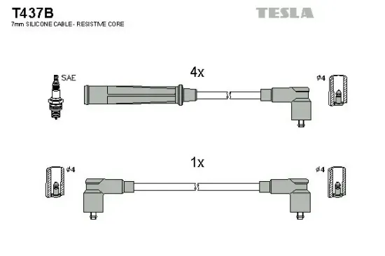 Zündleitungssatz TESLA T437B Bild Zündleitungssatz TESLA T437B