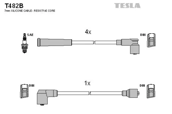 Zündleitungssatz TESLA T482B Bild Zündleitungssatz TESLA T482B