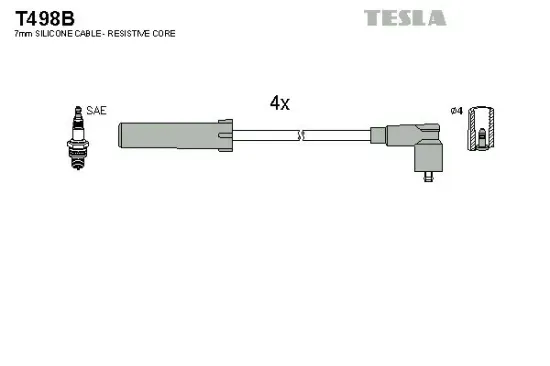 Zündleitungssatz TESLA T498B Bild Zündleitungssatz TESLA T498B