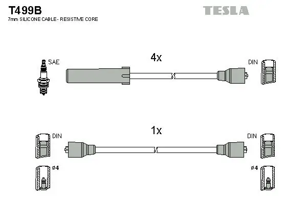 Zündleitungssatz TESLA T499B Bild Zündleitungssatz TESLA T499B