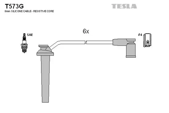 Zündleitungssatz TESLA T573G Bild Zündleitungssatz TESLA T573G