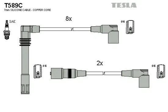 Zündleitungssatz TESLA T589C Bild Zündleitungssatz TESLA T589C