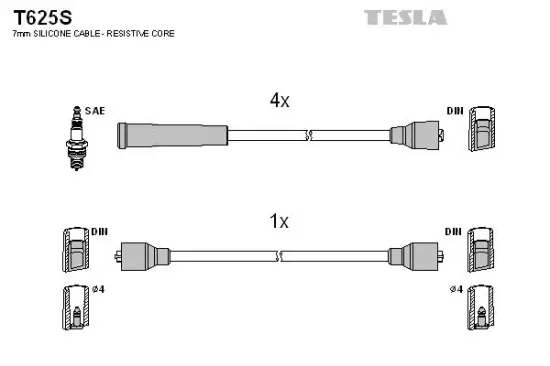 Zündleitungssatz TESLA T625S Bild Zündleitungssatz TESLA T625S