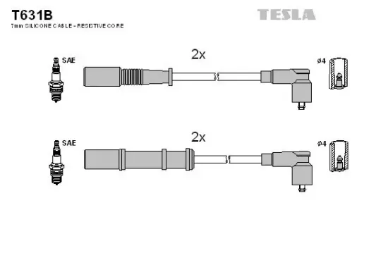 Zündleitungssatz TESLA T631B Bild Zündleitungssatz TESLA T631B