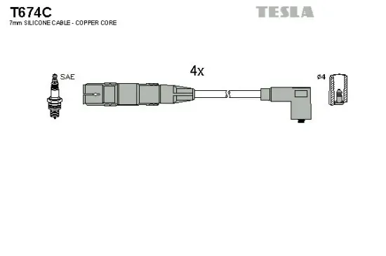 Zündleitungssatz TESLA T674C Bild Zündleitungssatz TESLA T674C