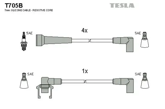 Zündleitungssatz TESLA T705B Bild Zündleitungssatz TESLA T705B