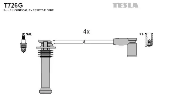 Zündleitungssatz TESLA T726G Bild Zündleitungssatz TESLA T726G