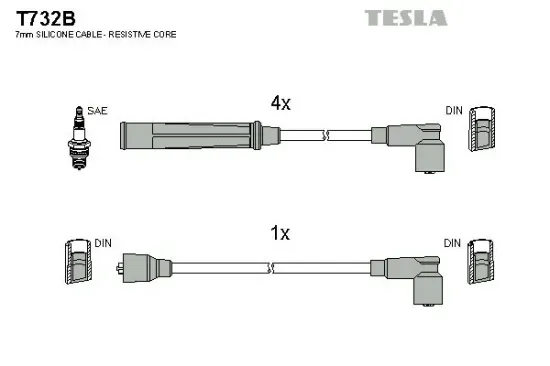 Zündleitungssatz TESLA T732B Bild Zündleitungssatz TESLA T732B