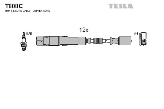 Zündleitungssatz TESLA T808C Bild Zündleitungssatz TESLA T808C