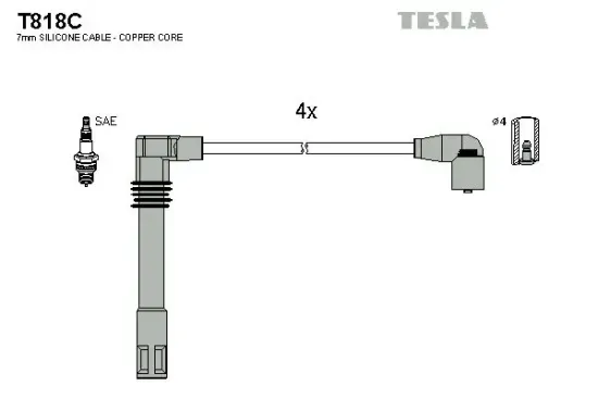 Zündleitungssatz TESLA T818C Bild Zündleitungssatz TESLA T818C