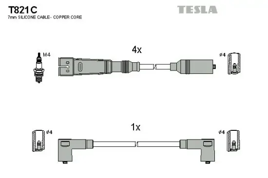 Zündleitungssatz TESLA T821C Bild Zündleitungssatz TESLA T821C