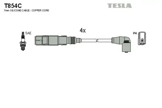 Zündleitungssatz TESLA T854C Bild Zündleitungssatz TESLA T854C