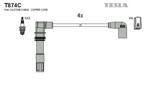Zündleitungssatz TESLA T874C Bild Zündleitungssatz TESLA T874C