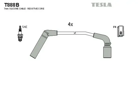 Zündleitungssatz TESLA T888B Bild Zündleitungssatz TESLA T888B