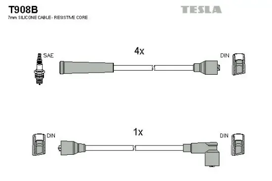 Zündleitungssatz TESLA T908B Bild Zündleitungssatz TESLA T908B